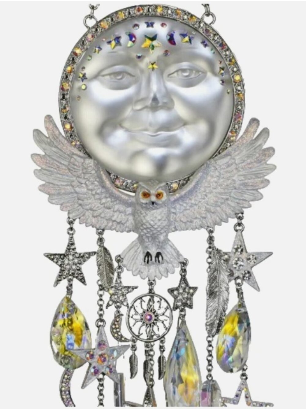 Kirks Folly Wind Chime Spirit Of The Great Snowy Owl Dreamcatcher Moon ST Rare